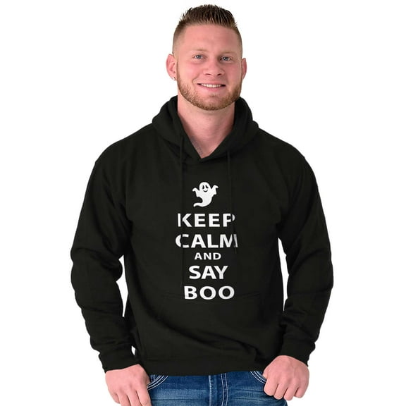Keep Calm and Say Boo Halloween Hoodie Sweatshirt Women Men Brisco Brands L
