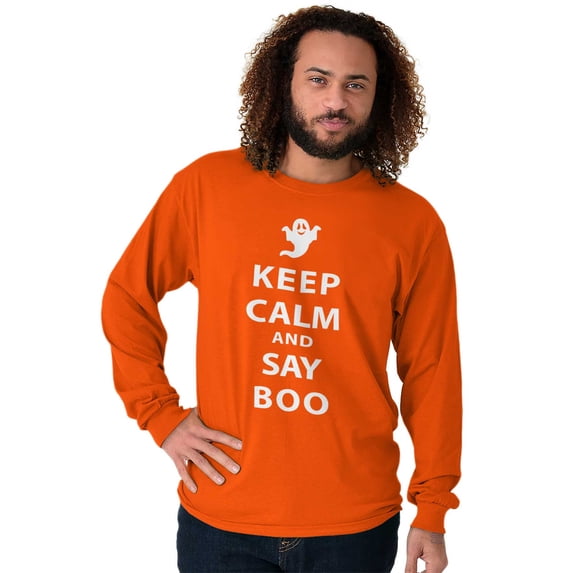 Keep Calm and Say Boo Halloween Long Sleeve TShirt Men Women Brisco Brands 2X