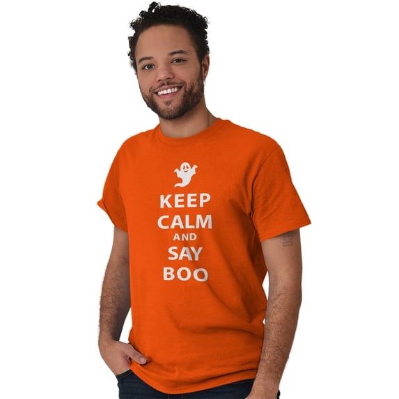 Keep Calm and Say Boo Halloween Men's Graphic T Shirt Tees Brisco Brands M