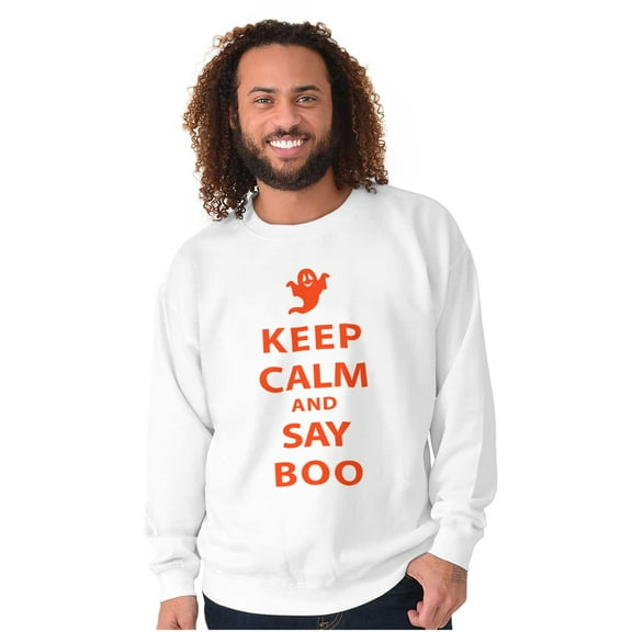 Keep Calm and Say Boo Halloween Unisex Plus Fleece Graphic Sweatshirt Brisco Brands 3X