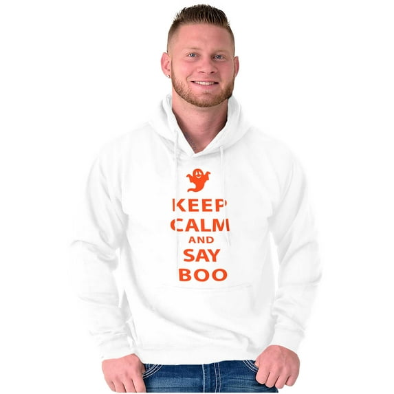 Keep Calm and Say Boo Halloween Unisex Plus Fleece Graphic Hoodie Brisco Brands 3X