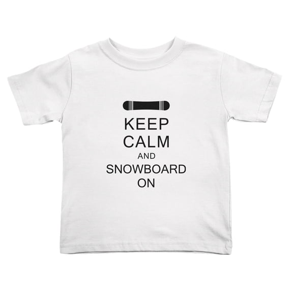 Keep Calm and Snowboard On Cute Toddler Tshirts for Boys Girls (White, Youth XL)