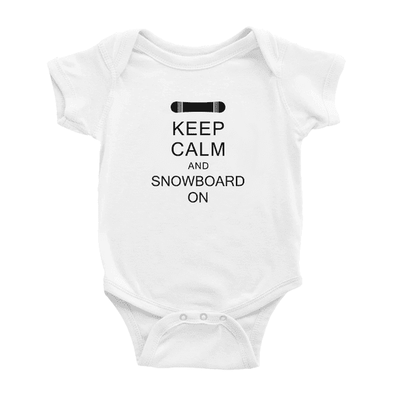 Keep Calm and Snowboard On Funny Baby Bodysuit Boy Girl Unisex