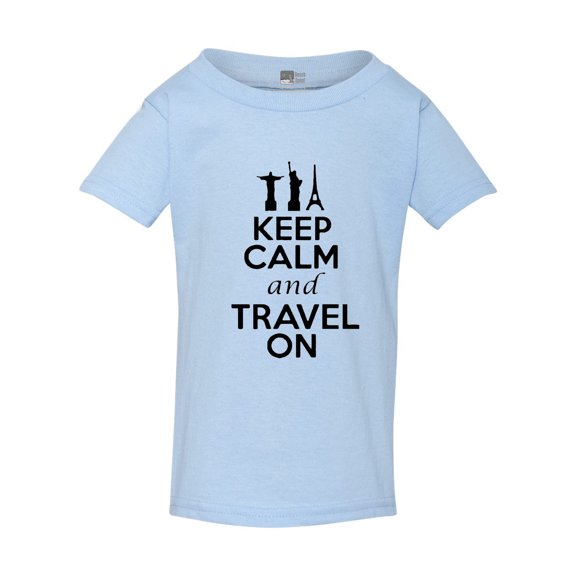 Keep Calm and Travel On Vacation Funny Toddler Kids T-Shirt Tee