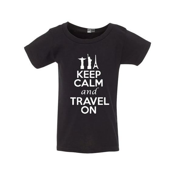 Keep Calm and Travel On Vacation Funny Toddler Kids T-Shirt Tee