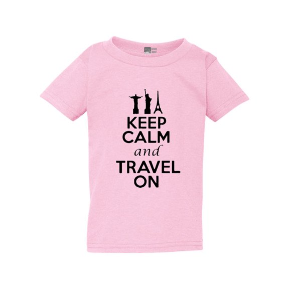 Keep Calm and Travel On Vacation Funny Toddler Kids T-Shirt Tee