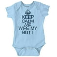 thumbnail image 1 of Keep Calm and Wipe New Parents Humor Romper Boys or Girls Infant Baby Brisco Brands NB, 1 of 6