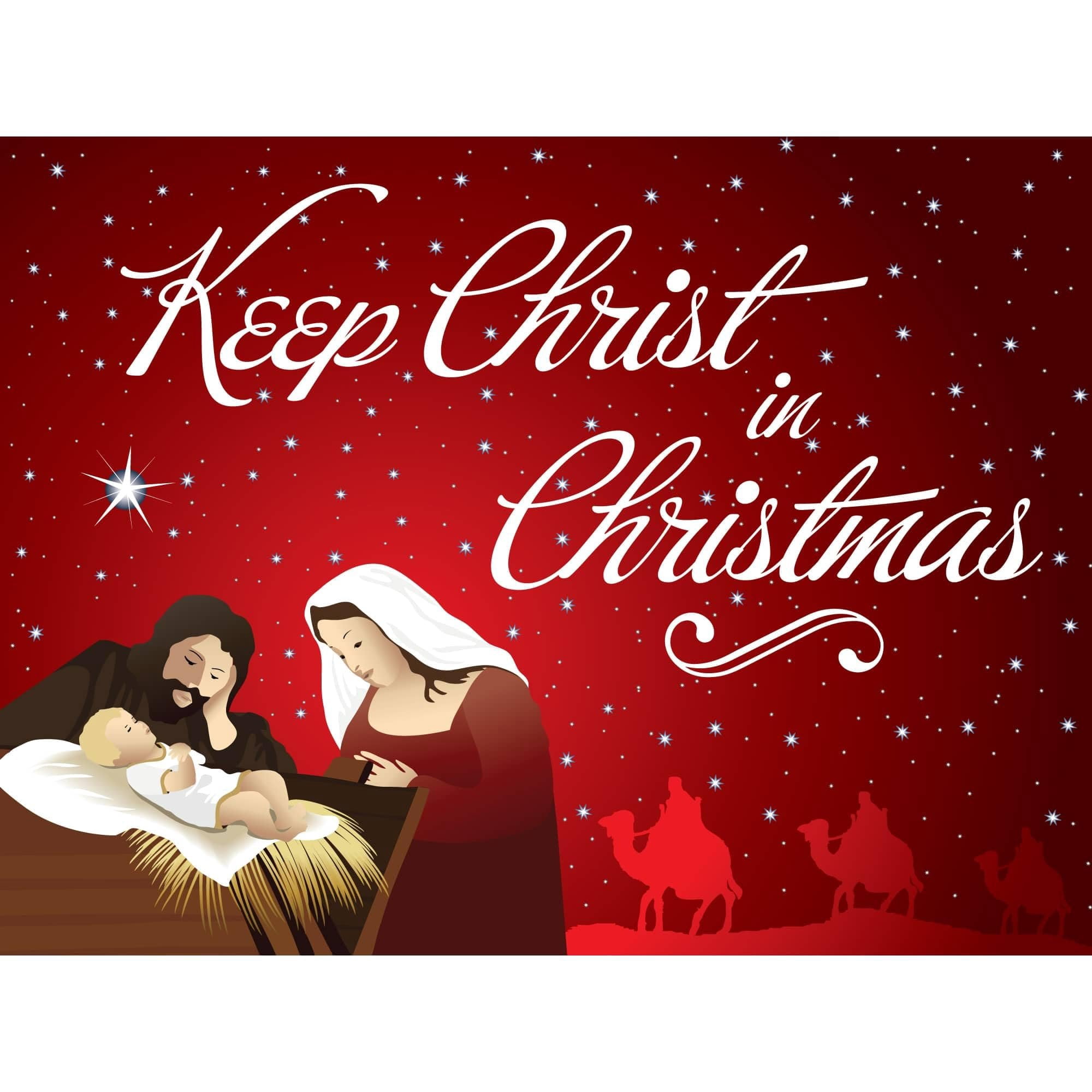 Keep Christ in Christmas Sign Christmas Outdoor Decorations Double Sided Yard Lawn Signs with Metal Stand Decor for Church - Home - Business Stores 18 x 24 Red