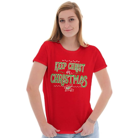 Keep Christ in Christmas Jesus Reason Womens Fitted Plus Size Graphic Tee Brisco Brands 3X