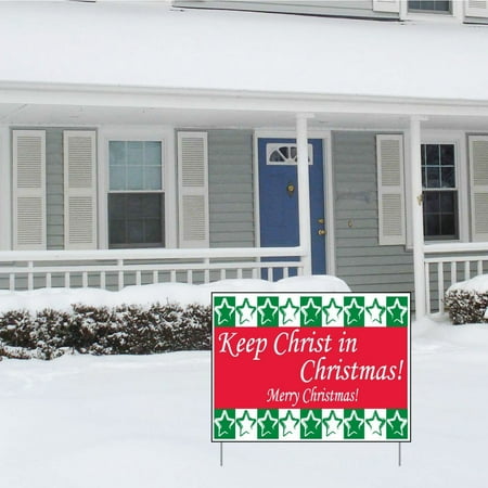 Christmas Yard Signs - Keep Christ in Christmas, Set of 3, Red and Green