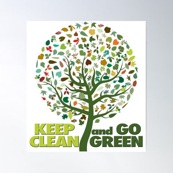 Keep Clean And Go Green Poster Wall Art, Modern Wall Decor For Living Room Bedroom, 8x12 UNFRAMED
