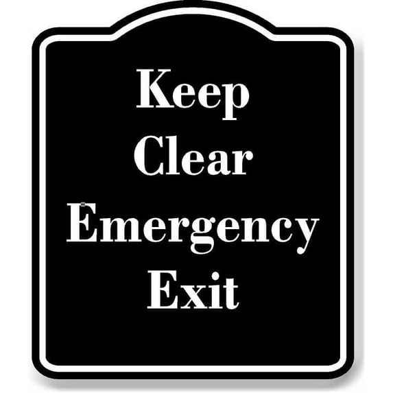 Keep Clear Emergency Exit BLACK Aluminum Composite Sign 15''x18''