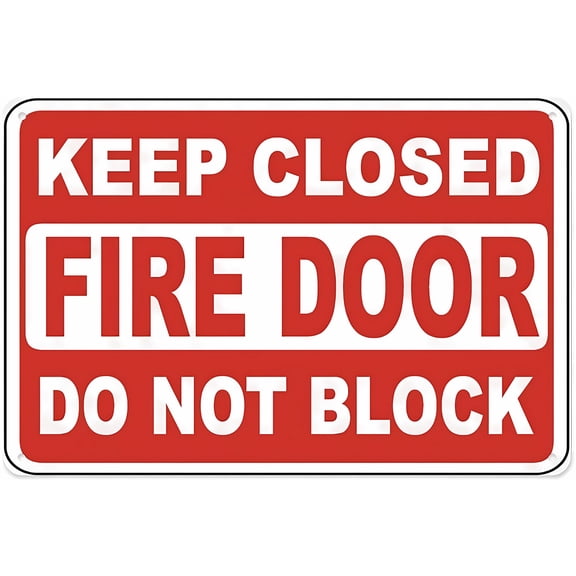 Keep Closed Do Not Block Fire Door Sign - 8"x12" Vintage Metal Warning Sign for Home Farm Bar Coffee Shop Club, Fire Door, Emergency Route