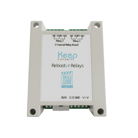 Keep Connect Rebooter Relays | 2-Channel Relay Board with WiFi & RJ45 Ethernet | Remote Device Rebooting | 12–24V Input | NC/COM/NO Terminals | Smart Automation Control