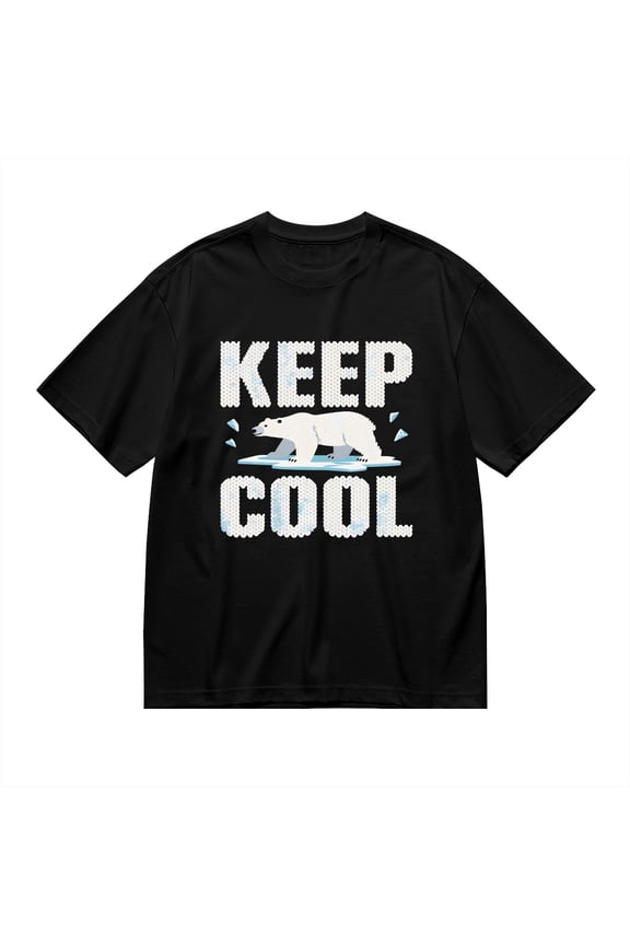 Keep Cool, Polar Bear Ice Print 1, Vintage T Shirt, Cotton T-Shirt for Men, 23611201,S