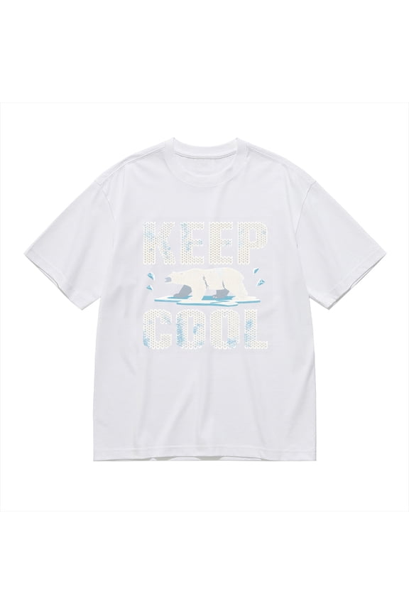Keep Cool, Polar Bear Ice Print 1, Vintage T Shirt, Cotton T-Shirt for Men, 23611201,S