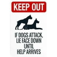 thumbnail image 1 of Keep Out If Dogs Attack Lie Face Down Until Help Arrives Warning Sign, Beware Of Dog Metal Signs for Business Home Street Wall Caution Custom Decor 8 x 12 Inch, 1 of 4