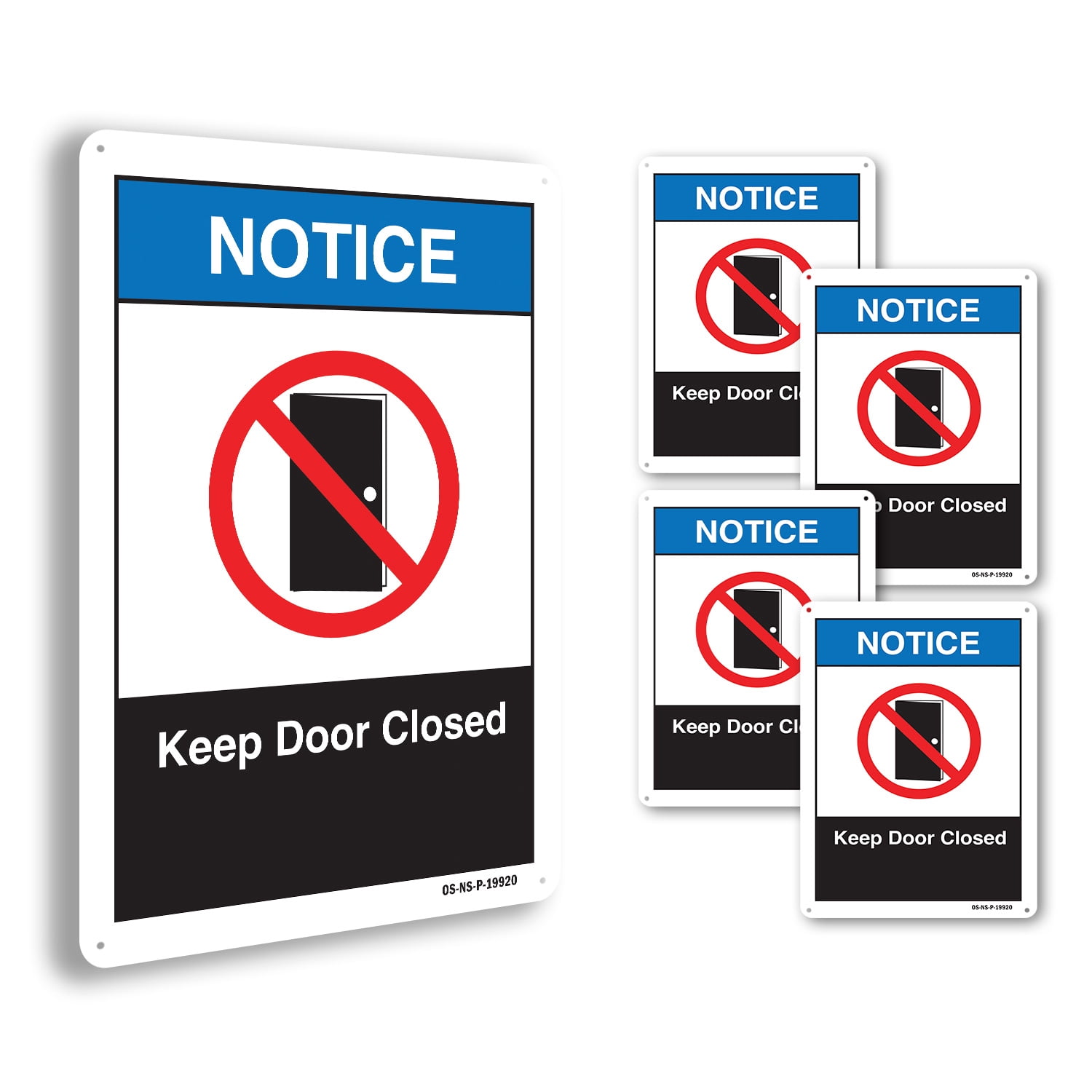 Keep Door Closed ANSI Notice Rigid Plastic Sign 24 Inch x 18 Inch - 5 ...