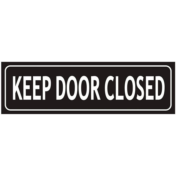 Keep Door Closed Sign (Black, Aluminium, Size 2X7.75) (ref-2201)