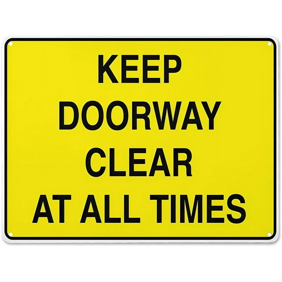 Keep Doorway Clear Sign with Symbol - 8"x12" Aluminum UV Printed Sign, 4 Pre-Drilled Holes for Car Business Home Office