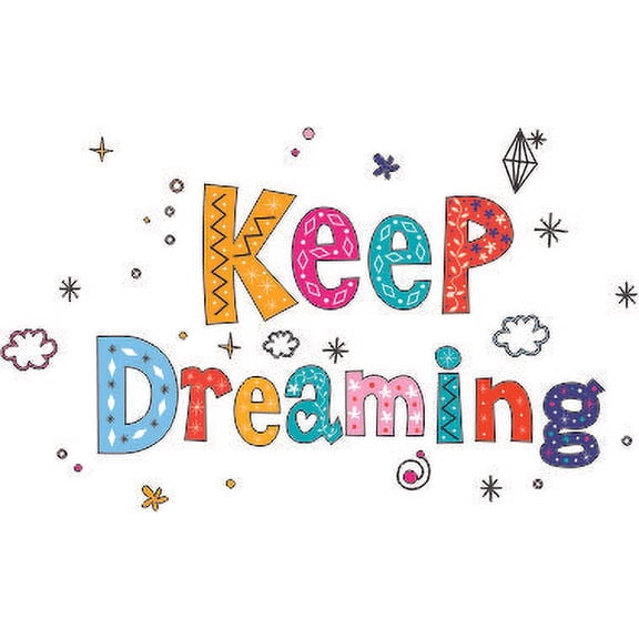 Keep Dreaming Quote Clouds Shapes Positive Life Motivation Inspiration Quotes Saying Wall Art Sticker Designs Vinyl Stickers For Home House Walls Rooms Windows Bedroom Decoration Size (12x8 inch)