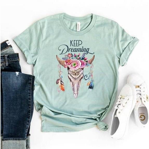 Keep Dreaming T-shirt Dreamcatcher Shirt Inspirational Gift Motivational Shirts Floral Retro Positivity Tee Inspiration Top Don't Give Up On Your Dreams