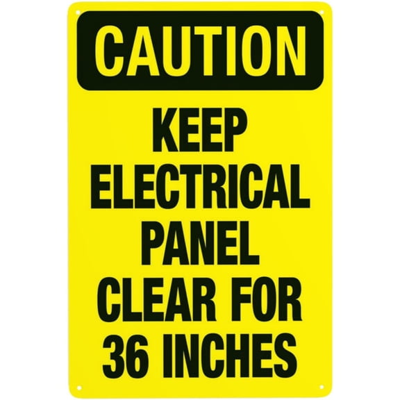 Keep Electrical Panel Clear For 36 Inches Warning Sign, Security Safety Metal Signs, Vintage Caution Poster Wall Decor for Business Office Home Street Road Use 8 x 12 Inch