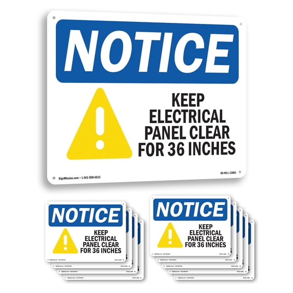 Keep Electrical Panel Clear OSHA Notice Aluminum Sign 24 Inch x 18 Inch - 10 Pack