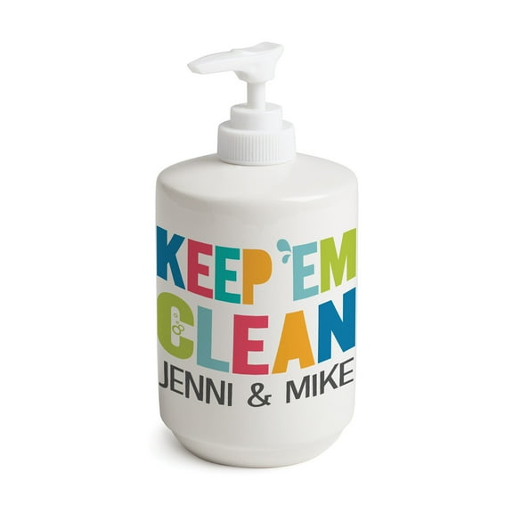 Keep 'Em Clean Personalized Kids Refillable Bathroom Soap Dispenser