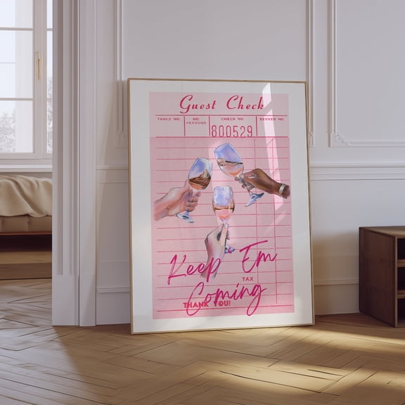 Keep Em Coming Pink Guest Check Unframed Paper Print