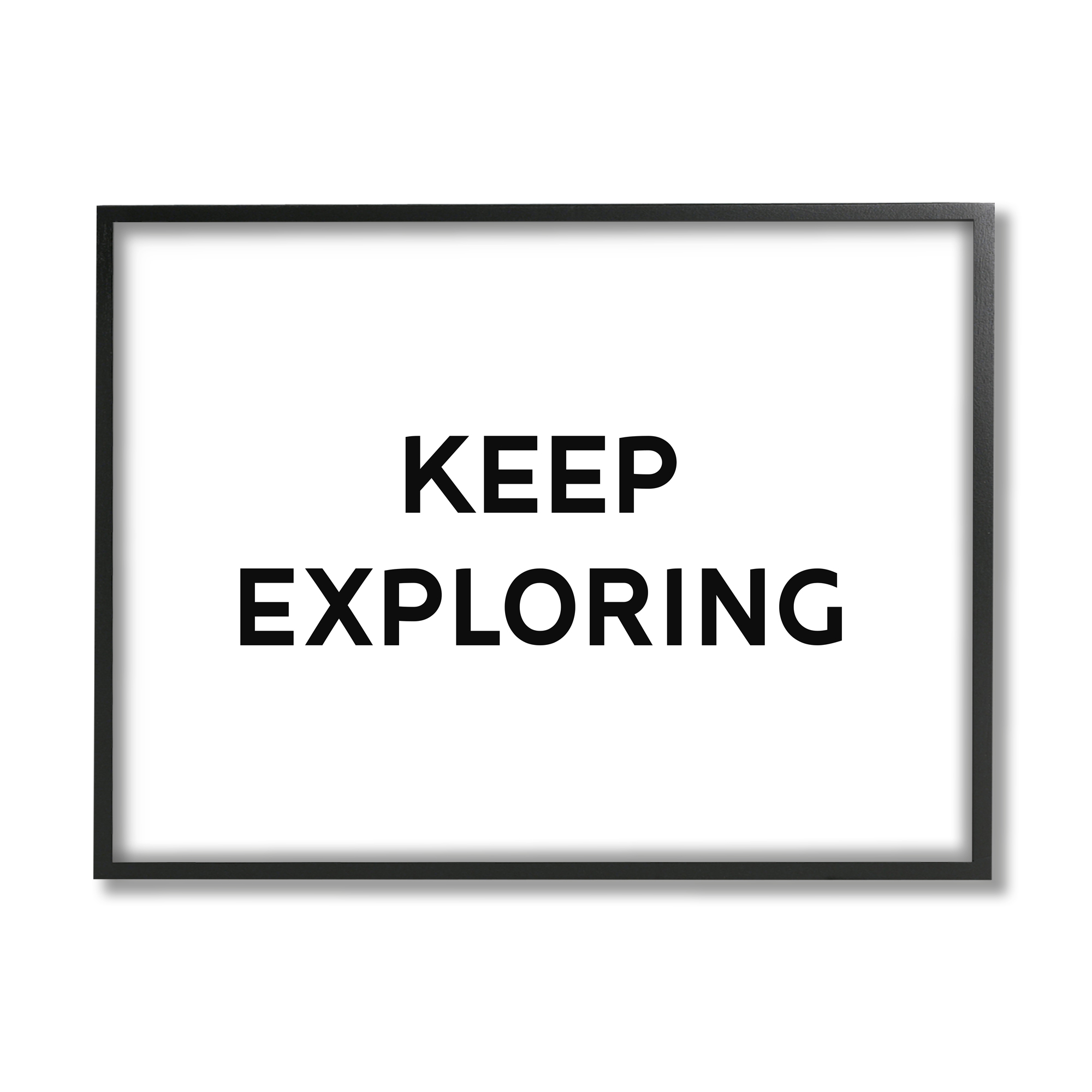 Keep Exploring Minimal Adventure Motivational Phrase Black White 14 in x 11 in Framed Drawing Art Print, by Stupell Home Décor