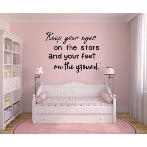 Keep Your Eyes On the Stars Quote Positive Life Motivation Inspiration Quotes Saying Wall Art Sticker Designs Vinyl Stickers For Home House Walls Rooms Windows Bedroom Decoration Size (8x10 inch)