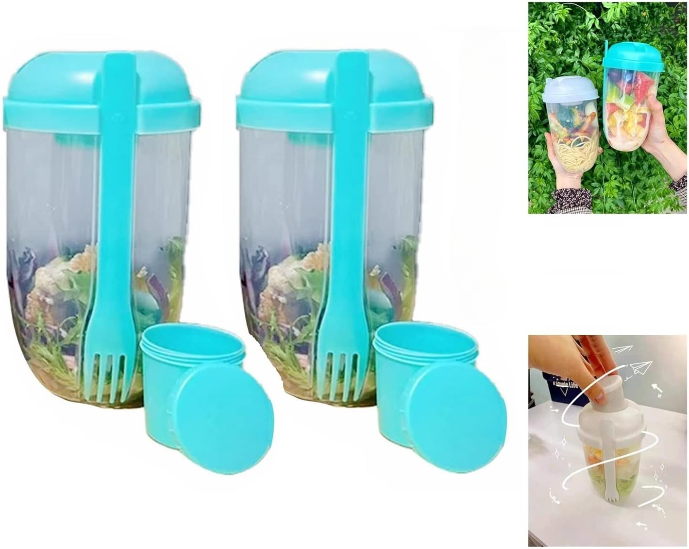 Keep Fit Salad Meal Shaker Cup - Portable Salad Container With Fork & Dressing Holder, BPA-Free, For On-the-Go Meals, Gym, Work