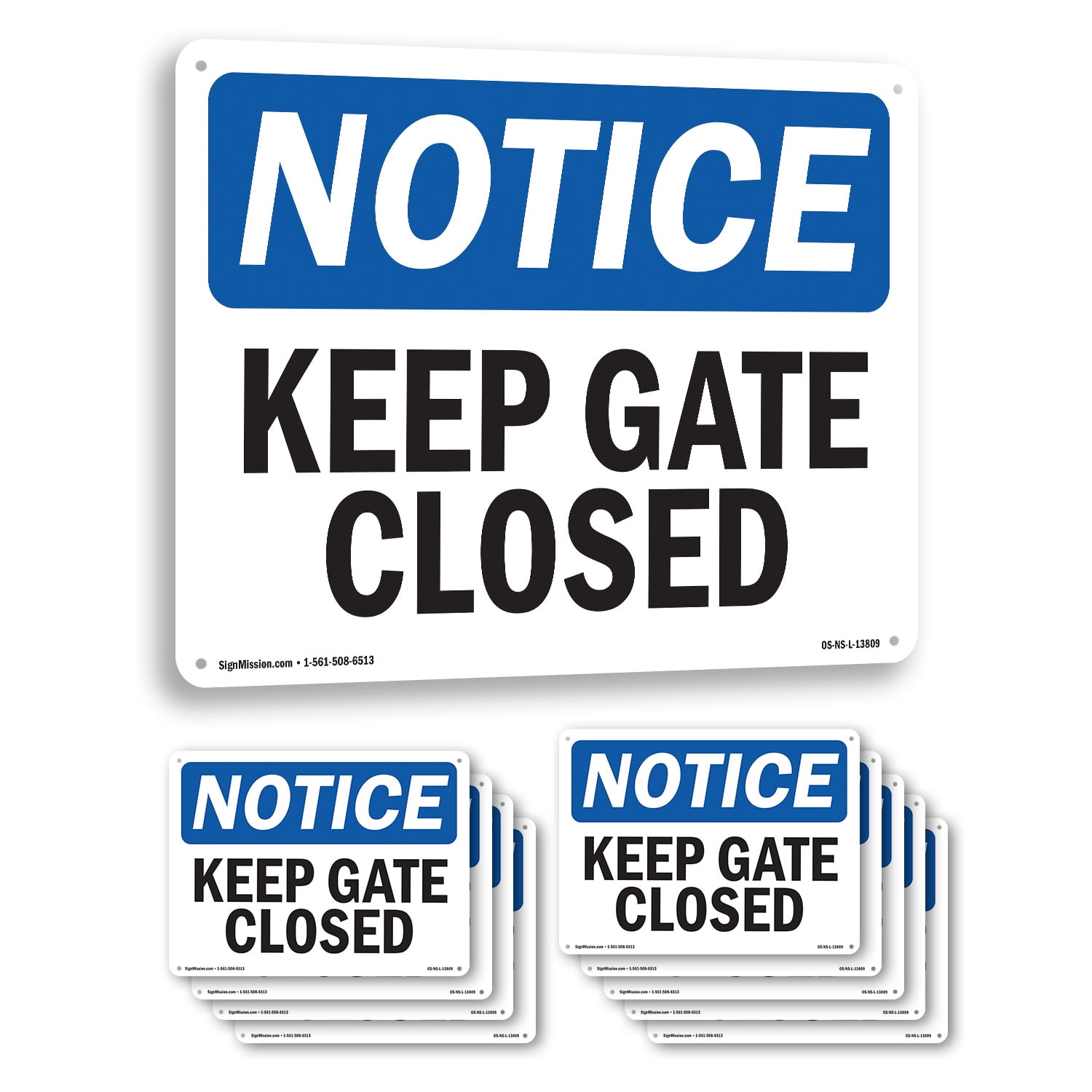 Keep Gate Closed OSHA Notice Rigid Plastic Sign 14 Inch x 10 Inch - 10 ...