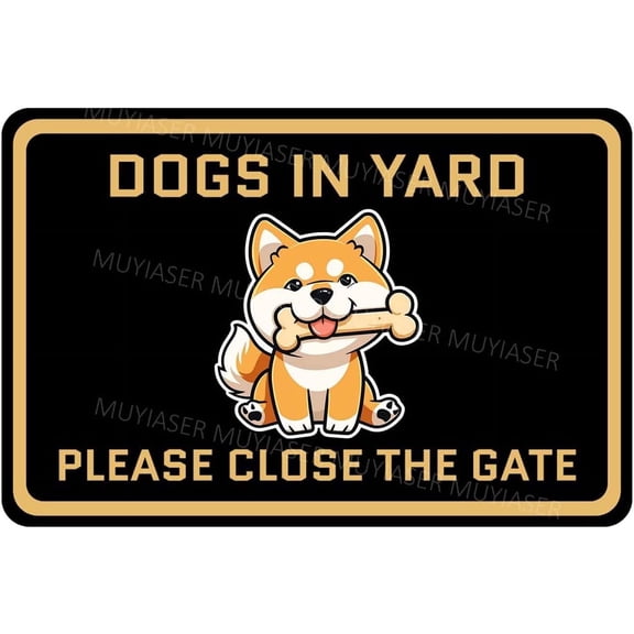 Keep Gate Closed Sign Dogs Akita Dogs In Yard Aluminum Metal Tin Signs Door Sign Warning Sign For Fence Gate Yard Home Wall Decor 8x12 Inch