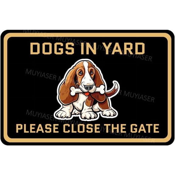 Keep Gate Closed Sign Dogs Basset Dog Dogs In Yard Aluminum Metal Tin Signs Door Sign Warning Sign For Fence Gate Yard Home Wall Decor 8x12 Inch