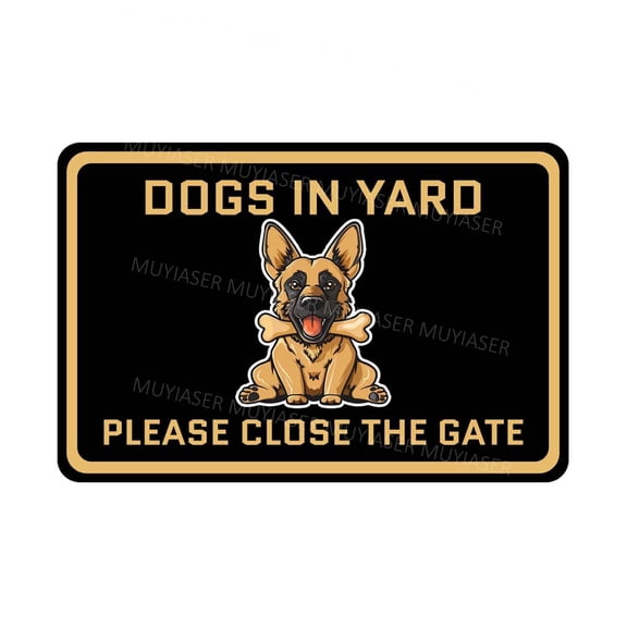 Keep Gate Closed Sign Dogs Belgian Malinois Dogs In Yard Metal Tin Signs Door Sign Warning Sign For Fence Gate Yard Home Wall Decor Size: 12 x 16 inch