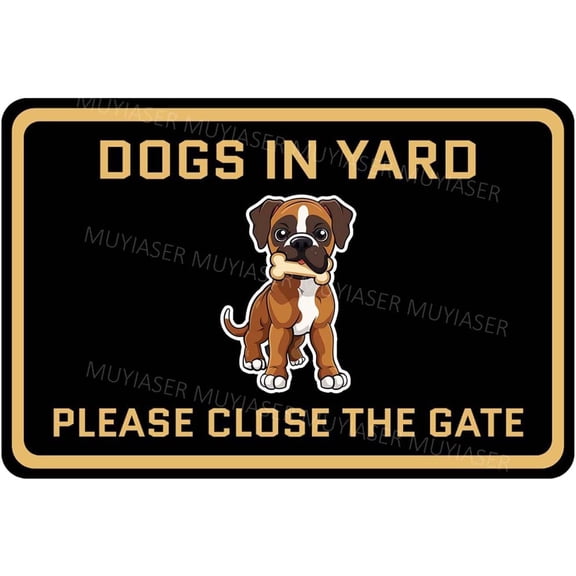 Keep Gate Closed Sign Dogs Boxer Dogs In Yard Aluminum Metal Tin Signs Door Sign Warning Sign For Fence Gate Yard Home Wall Decor 8x12 Inch
