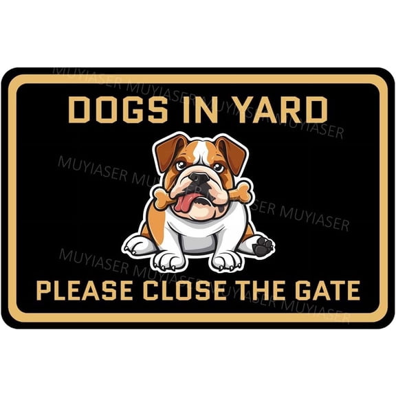 Keep Gate Closed Sign Dogs Bulldog Dogs In Yard Aluminum Metal Tin Signs Door Sign Warning Sign For Fence Gate Yard Home Wall Decor 8x12 Inch