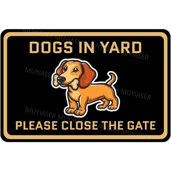 Keep Gate Closed Sign Dogs Dachshund Dogs In Yard Aluminum Metal Tin Signs Door Sign Warning Sign For Fence Gate Yard Home Wall Decor 8x12 Inch