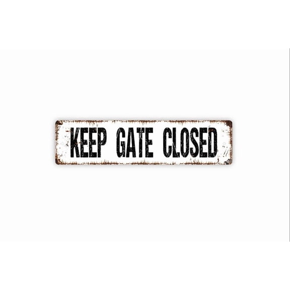 Keep Gate Closed Sign - Please Close Gate Rustic Street Metal Aluminum Sign or Door Name Plate Plaque - Size: 16 x 4 Inches