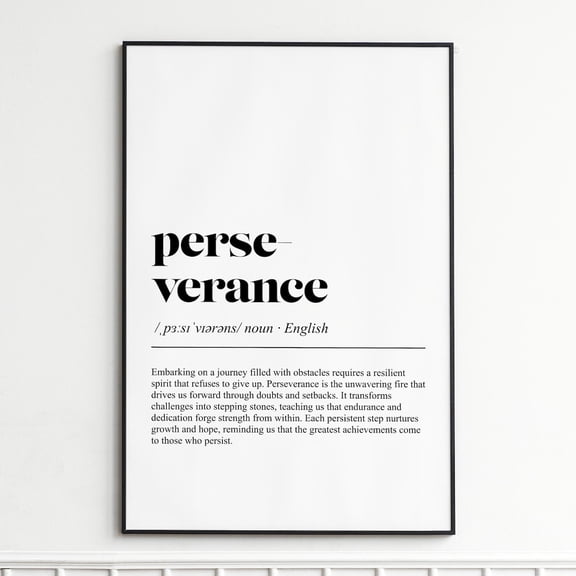Keep Going Definition Print, Inspirational Typography Wall Art, Unframed Paper Poster 8x10in