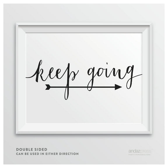 Keep Going Formal Black Wedding Party Directional Signs, Double-Sided