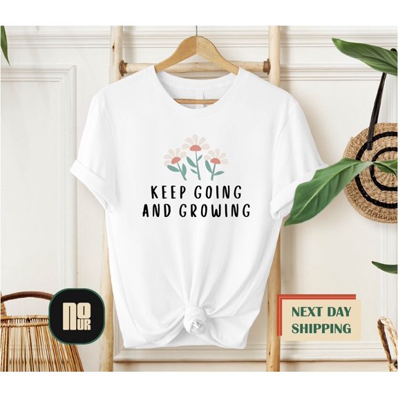 Keep Going Keep Growing Shirt, Women'S Flower Power Tshirt, Groovy Tshirt For Women, Hippy Shirt, Hippie Tshirt, Smiling Face Shirt TSHIRT All Size S-5XL