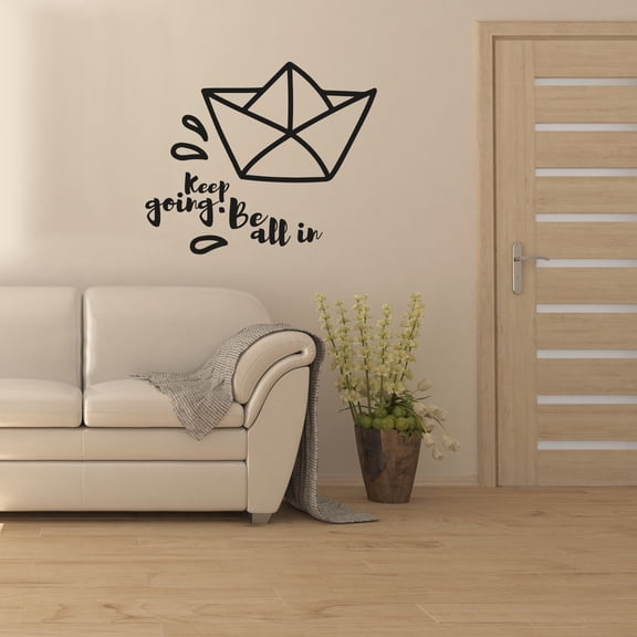 Keep Going Life Quote Sailing Sailor Sail Boat Ocean Sea Silhouette Vinyl Design Wall Sticker Wall Art Wall Decal Boy Girl Kid Room Bedroom Sailor Home Decor Stickers Decoration Size (8x10 inch)