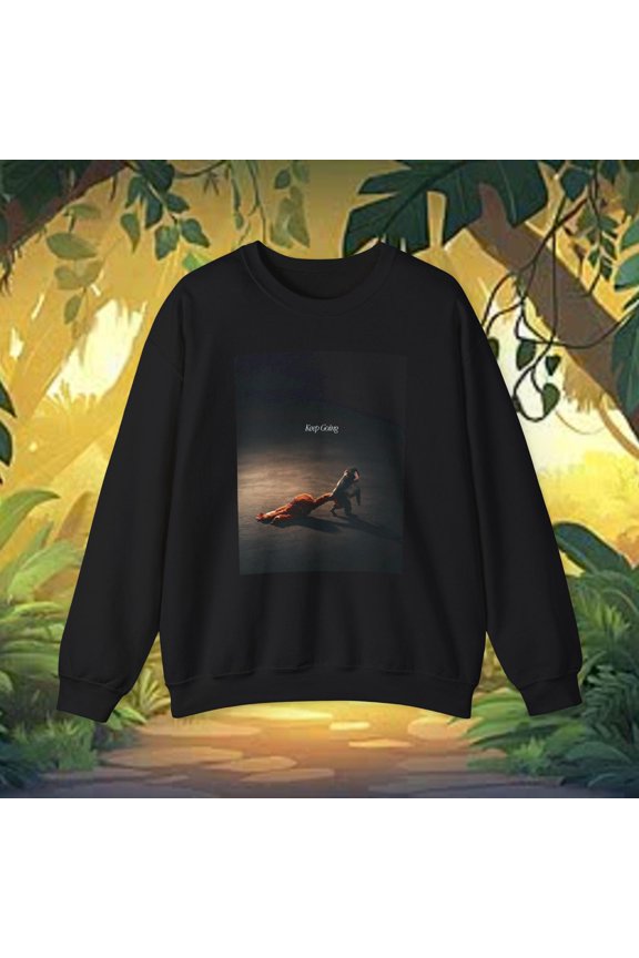 Keep Going Punch Baby Monkey Sweatshirt | Viral Punch Monkey & Teddy Plush Design | Cute Motivational Animal Crewneck, Brown Theme Sweatshirt