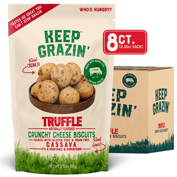 Keep Grazin Crunchy Cheese Bites, Gluten Free Snack, Truffle Flavor, Snack Pack, 2.12oz, 8 Ct