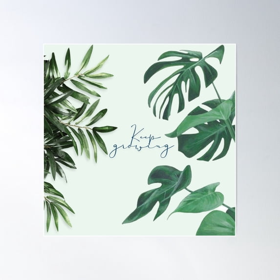 Keep Growing Green Summer Plants Boho Quote Poster Wall Art, Modern Wall Decor For Living Room Bedroom, 16x16 UNFRAMED