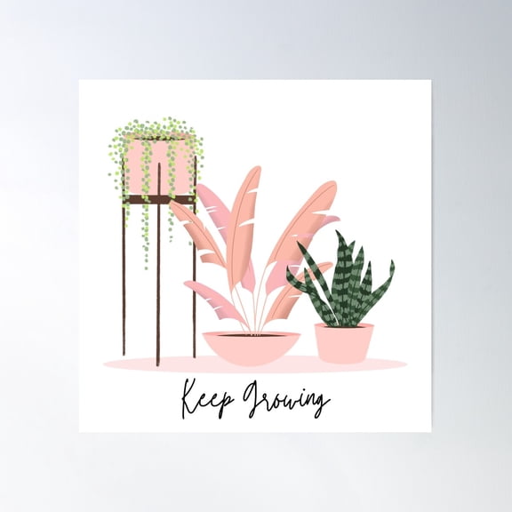 Keep Growing Motivational Quote Poster Wall Art, Modern Wall Decor For Living Room Bedroom, 30x30 UNFRAMED