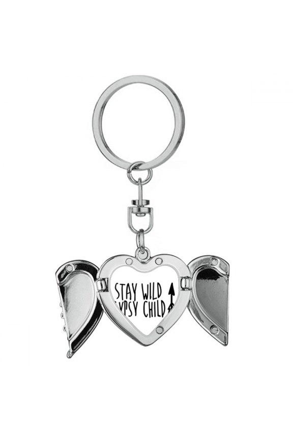 Keep Gypsy Child Quote Heart Angel Wing Key Chain Holder
